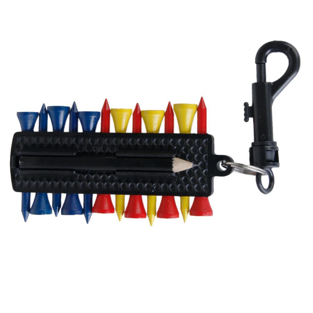 GOLF TEE HOLDER CARRIER 12 Tees 2 Ball Markers Divot Tool Pencil W Snap Clip