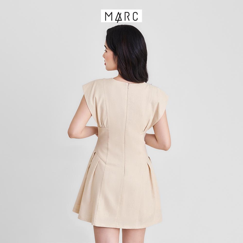 Đầm nữ MARC FASHION mini linen ôm eo nhún ngực tùng xếp ly