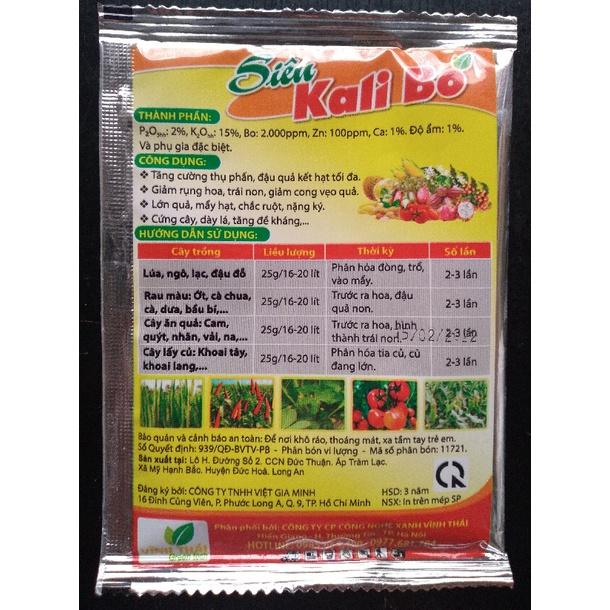 Phân bón vi lượng Siêu Kali Bo - Ra hoa đồng loạt- Tăng đậu trái - Gói 25g