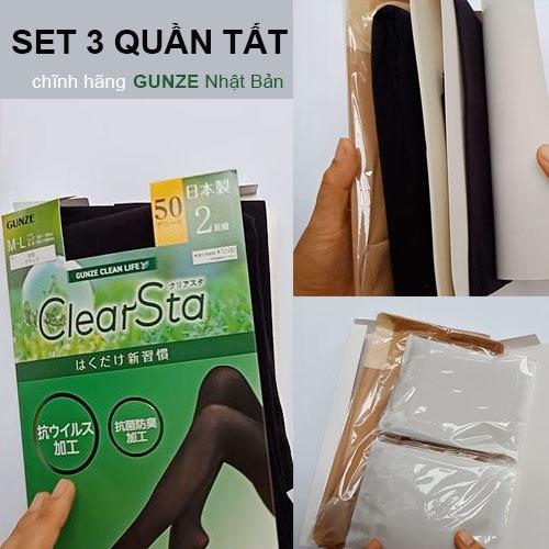 Set 3 Quần tất Nhật ClearSta kháng khuẩn cao cấp đã tách set đủ màu da và đen dùng 4 mùa 15D 50D 80D