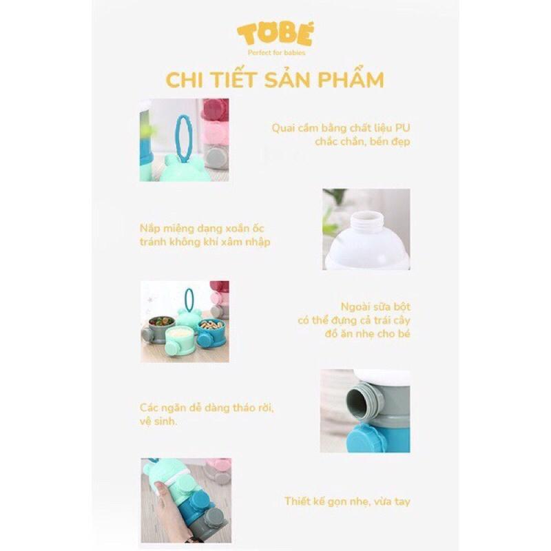 Hộp chia sữa/đồ ăn 3 tầng cho bé khi ra ngoài Tobé