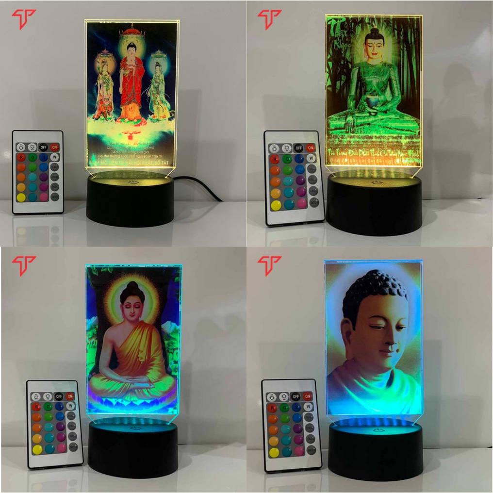 Hình thờ trên xe ô tô - xe tải, Hình phật đèn led 3D, phật đèn led mica, tranh thờ phật, quan âm, chữ ngộ, adida