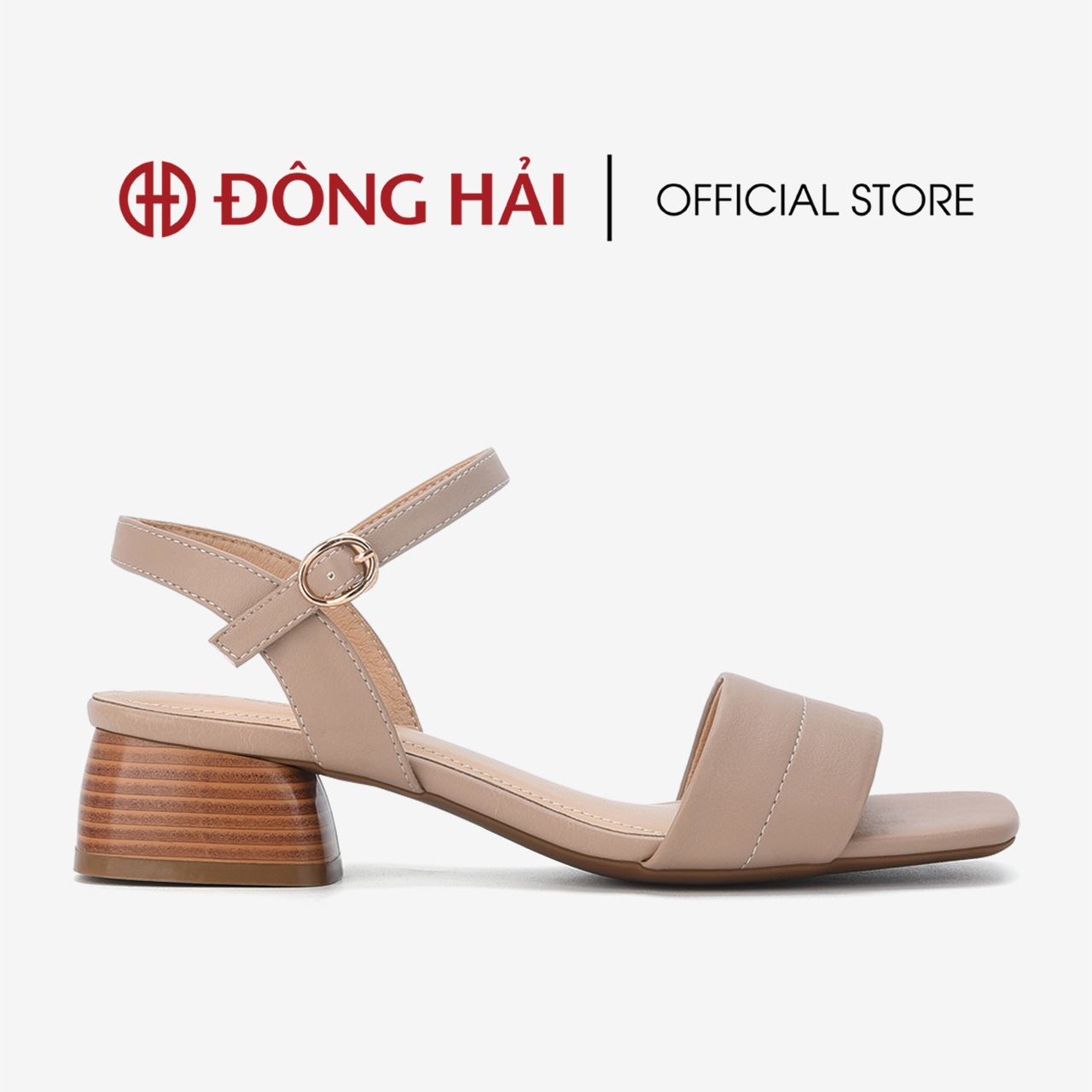 Giày Sandal Cao Gót Nữ Đông Hải Mũi Vuông Quai Ngang Bản To Ôm Chân Gót Vuông Thời Thượng Cao 4Cm - S7721 - 35 - Cafe