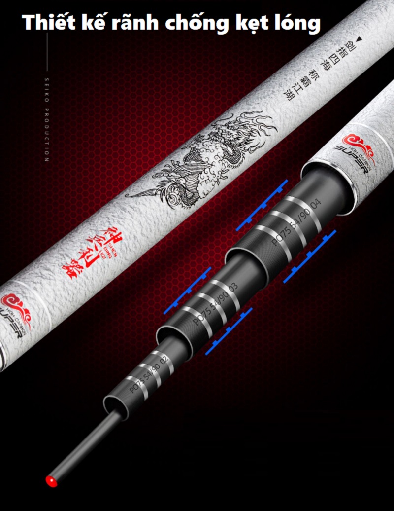 Cần Câu Tay Cao Cấp 6H 19i Lục Mạch Thần Kiếm CT08 Thiết Kế Carbon 46T - Sanami Fishing