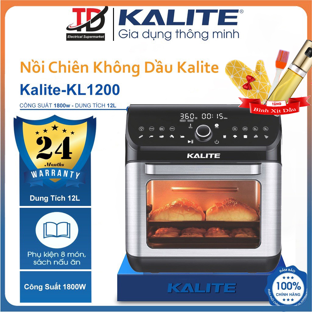 Nồi Chiên Không Dầu Kalite KL1200, Dung Tích 12Lit - 1800W, Hàng chính hãng