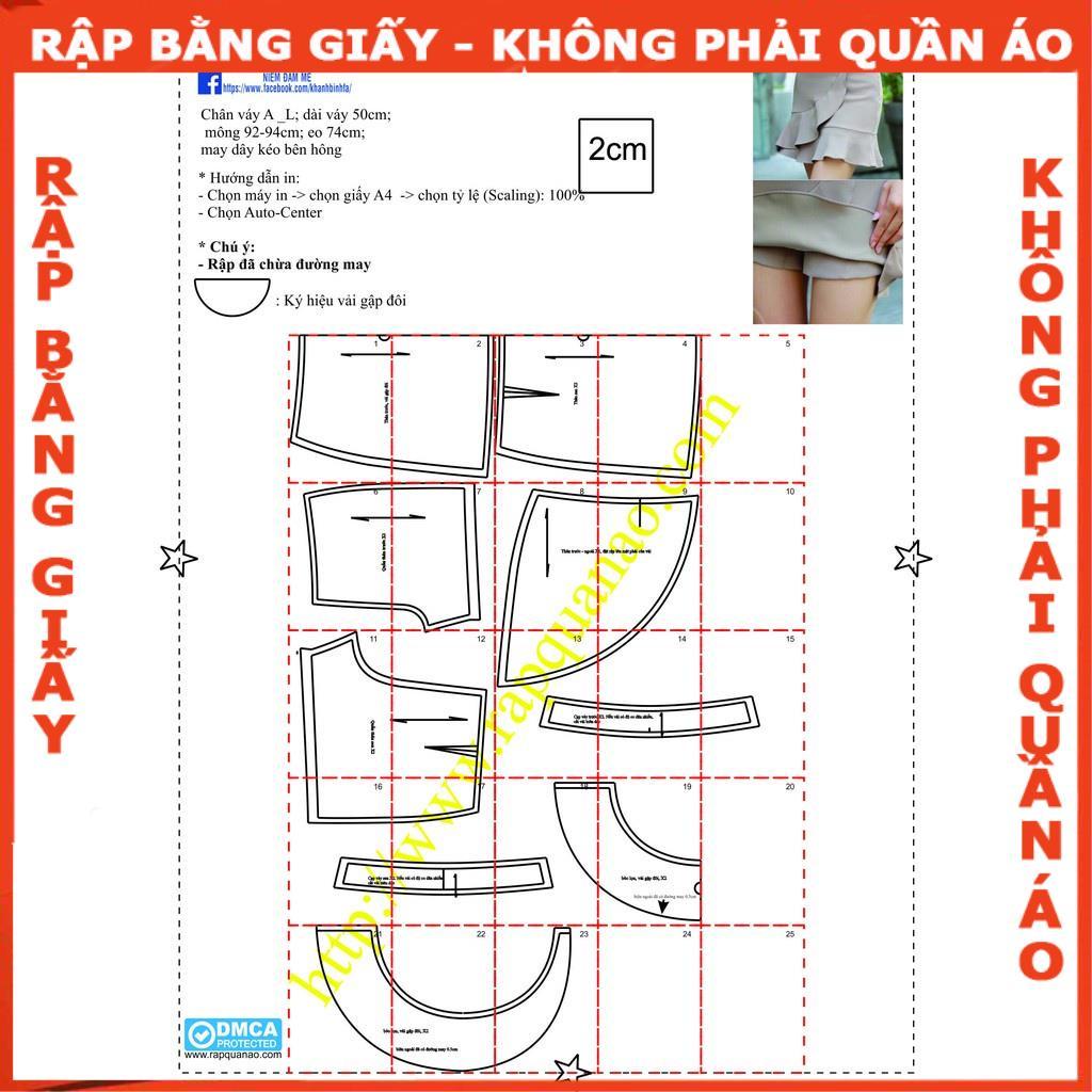 Rập giấy A0 chân váy có quần bên trong  mã 725 (BẢN VẼ)