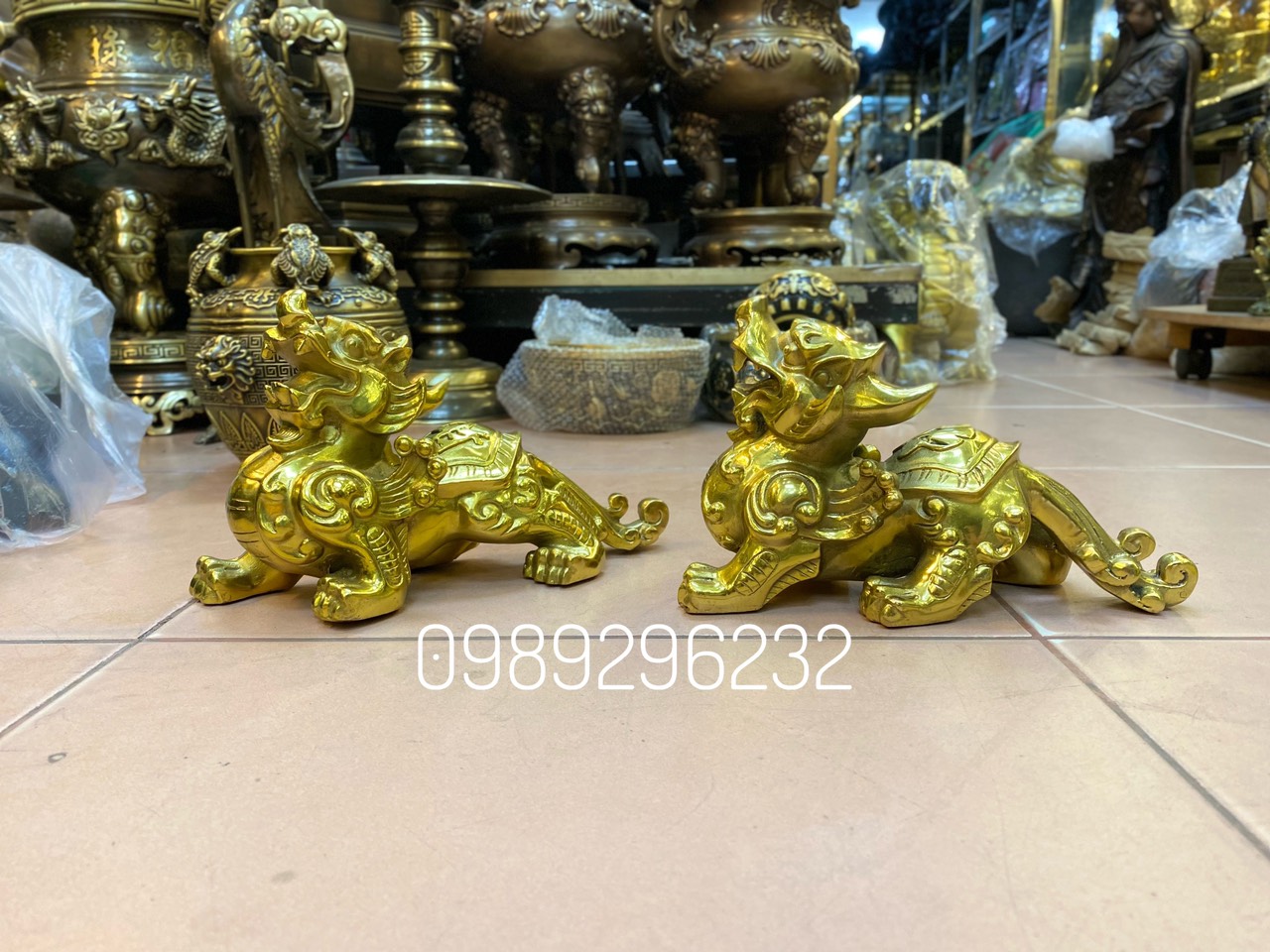 Cặp Tỳ Hưu bằng đồng vàng