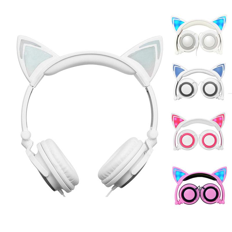 Đèn LED Nghe Tai Mèo Có Trẻ Em Chơi Game Trên Tai Tai Nghe Âm Thanh Nổi 3.5Mm Jack Cắm Đa Năng Cho Điện Thoại Di Động Máy Tính Quà Tặng