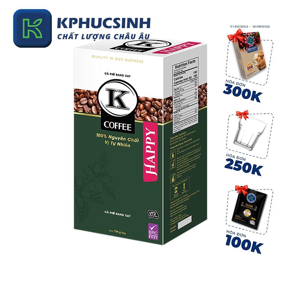 Cà phê rang xay K-Coffee Robusta Arabica chuẩn xuất khẩu K-Happy (700g/gói)