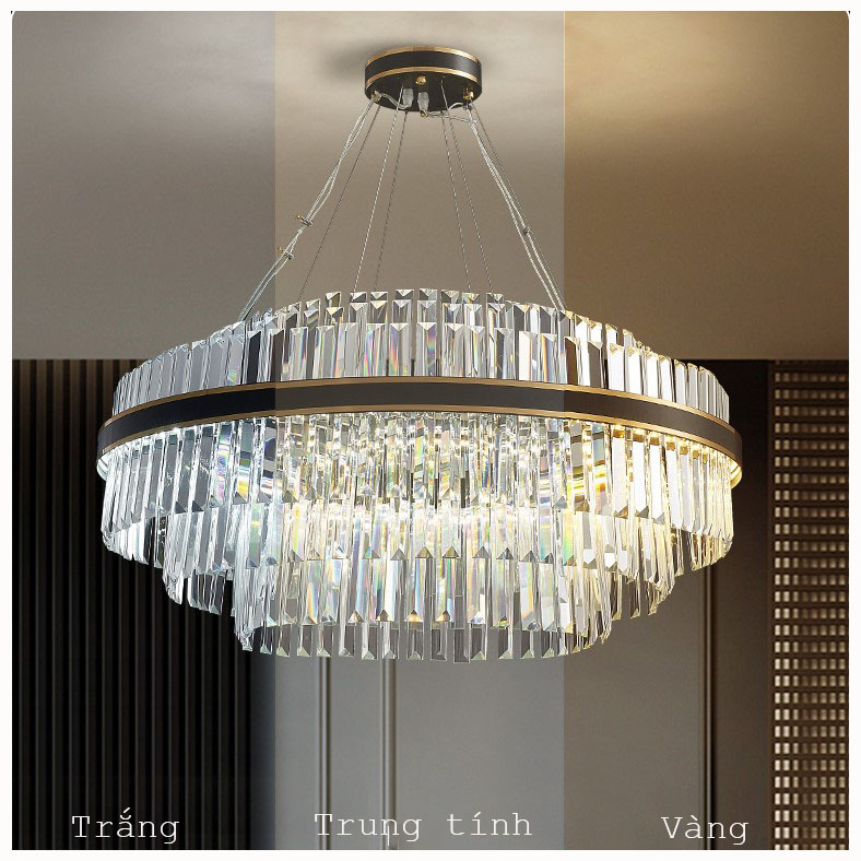 Đèn chùm Châu Âu, Đèn pha lê trang trí, Hàng Cao Cấp TẶNG BÓNG LED ĐỔI MÀU, Mã 8702