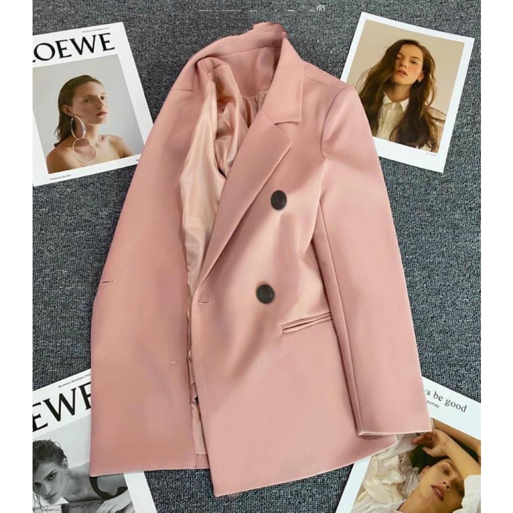 Áo khoác blazer nữ dáng suông 2 lớp chất Cotton Cun Fashion Cao Cấp