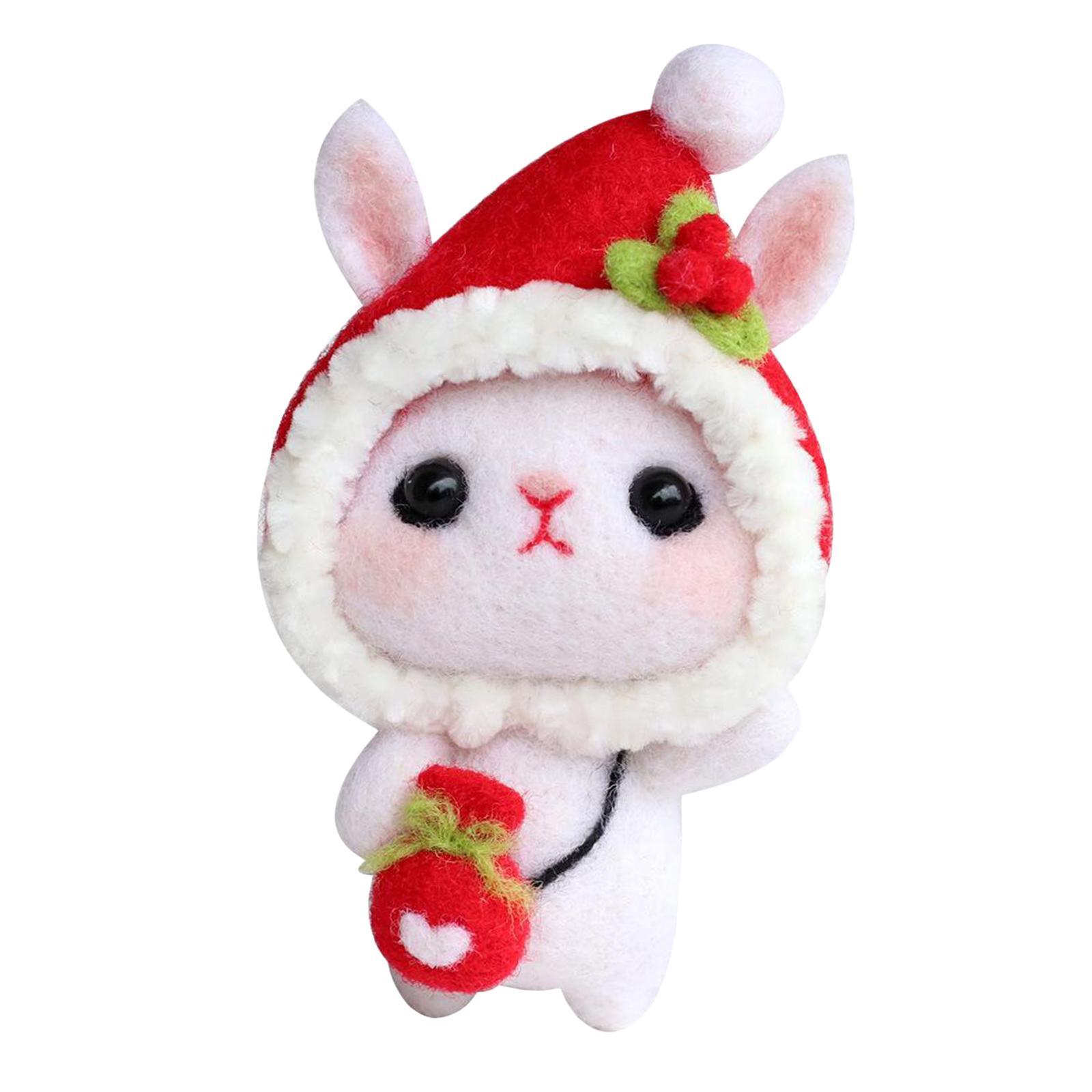 DIY Felting Animal Kit Wool Rabbit Felt Felting Starter Red