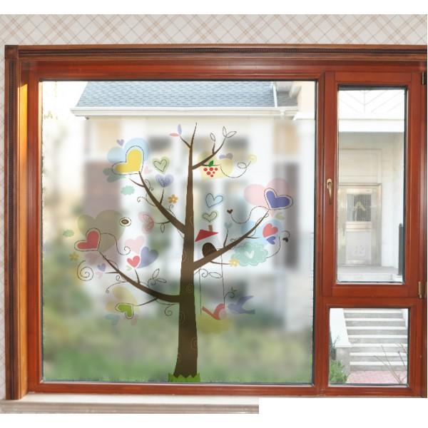 Decal dán kính cao cấp - Cây Lá Tình Yêu Sắc Màu