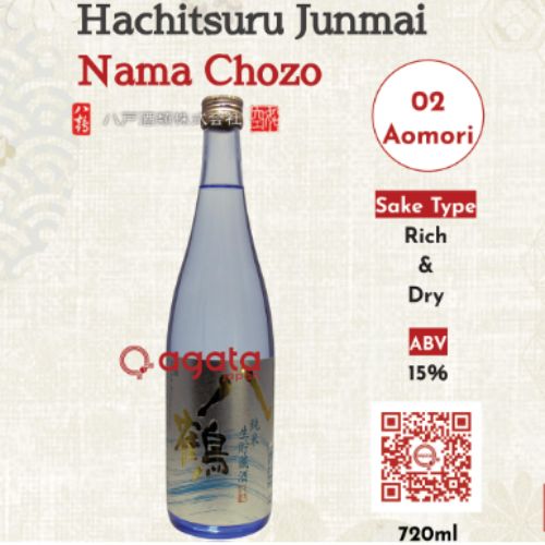 Chai Rượu Sake Hachitsuru Junmai Namachozou 720ml