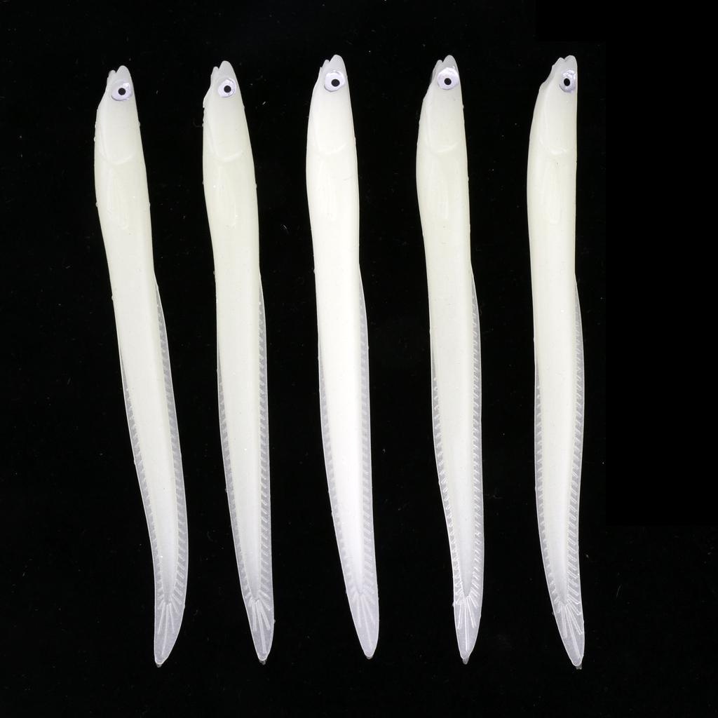 10pcs Soft Eel Luminous Fishing Lure Night Glow Silicone 3D Eyes Minnow Loach Lure Hook