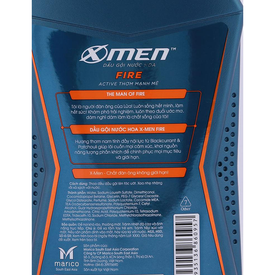 Dầu gội X-Men Active Fire - Sạch sâu hương mạnh mẽ 650g