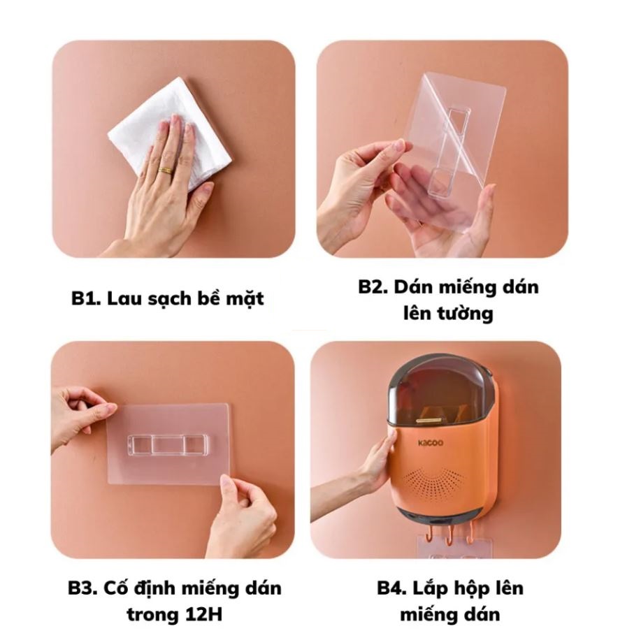 Hộp Đựng Đũa Muỗng Dán Tường Có Nắp Đậy Chống Bụi Bẩn