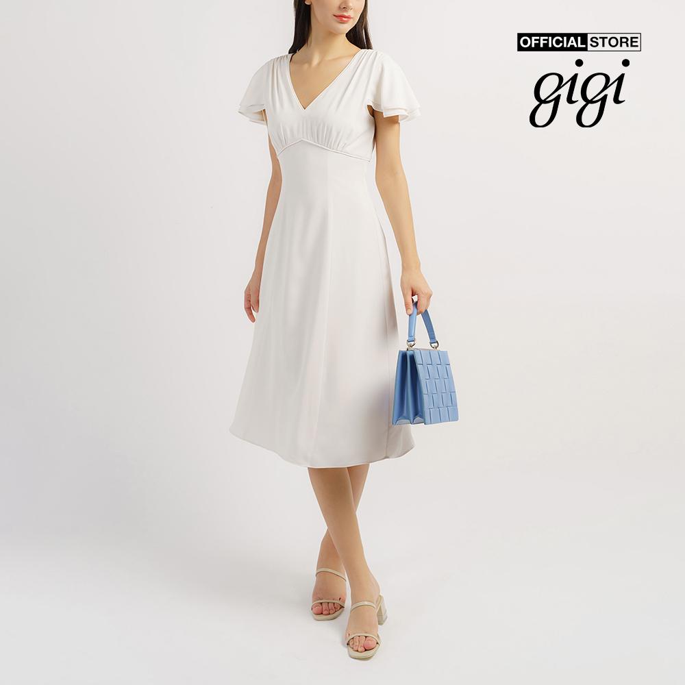 GIGI - Đầm midi cổ V tay ngắn 2 tầng thời trang G2102D221168