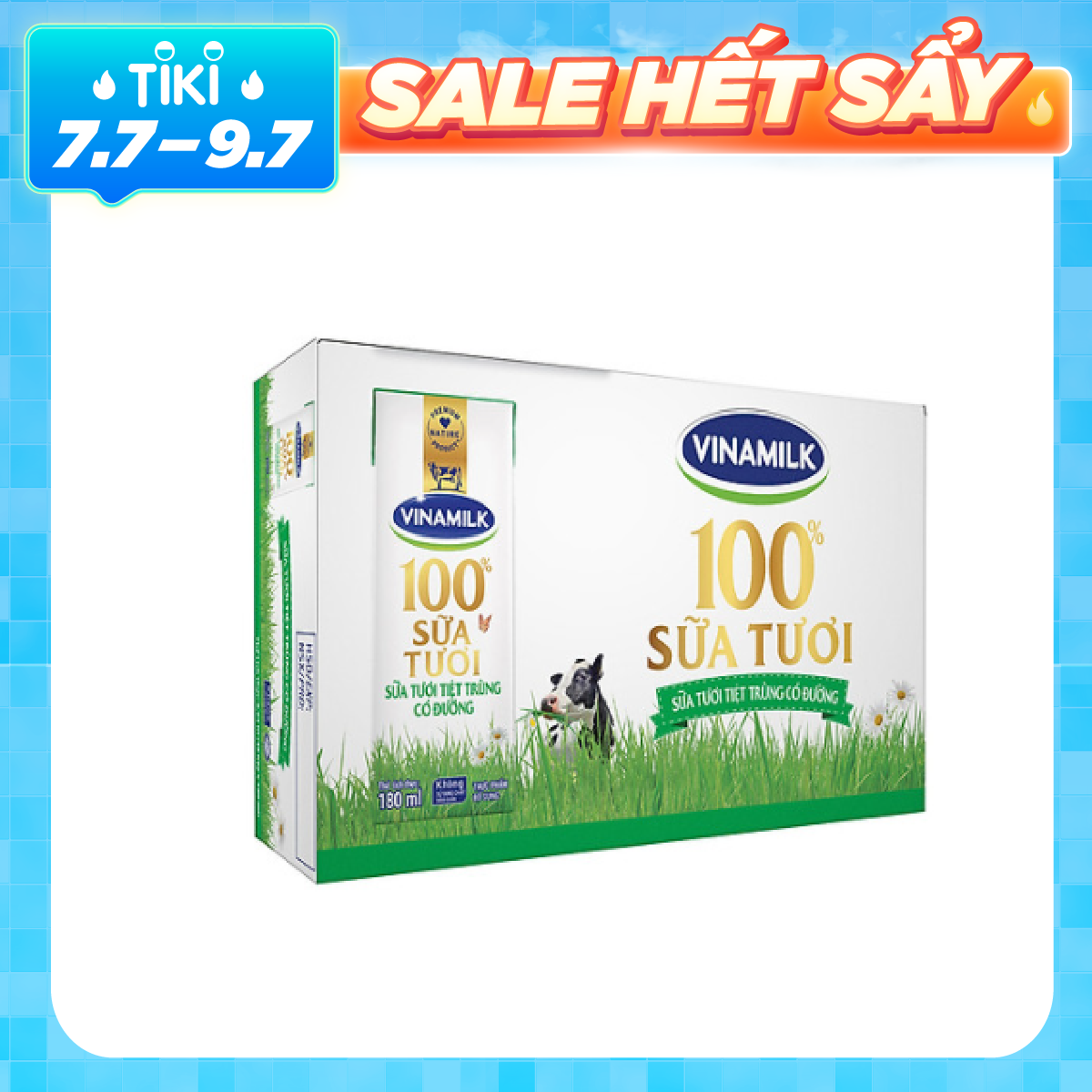 COMBO 6 LỐC SỮA TƯƠI TIỆT TRÙNG VINAMILK 100% CÓ ĐƯỜNG - LỐC 4 HỘP X 180ML