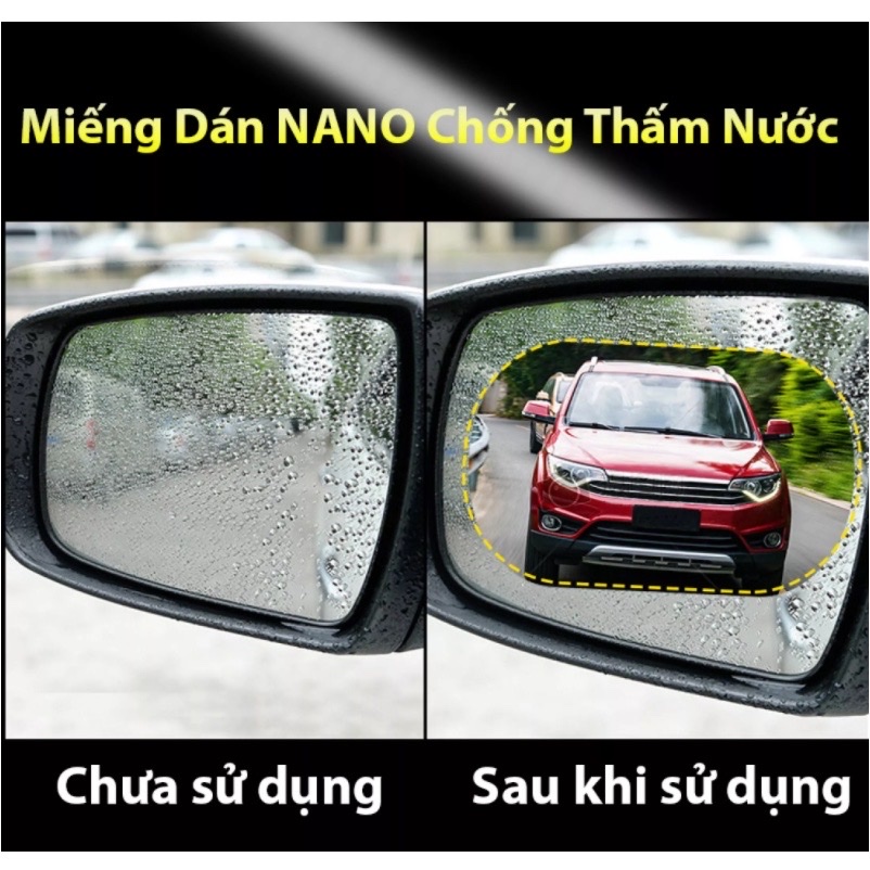 Combo 2 miếng dán chống bám nước gương ô tô , xe hơi cao cấp hình ovan bảo vệ gương chiếu hậu không bị trầy xước