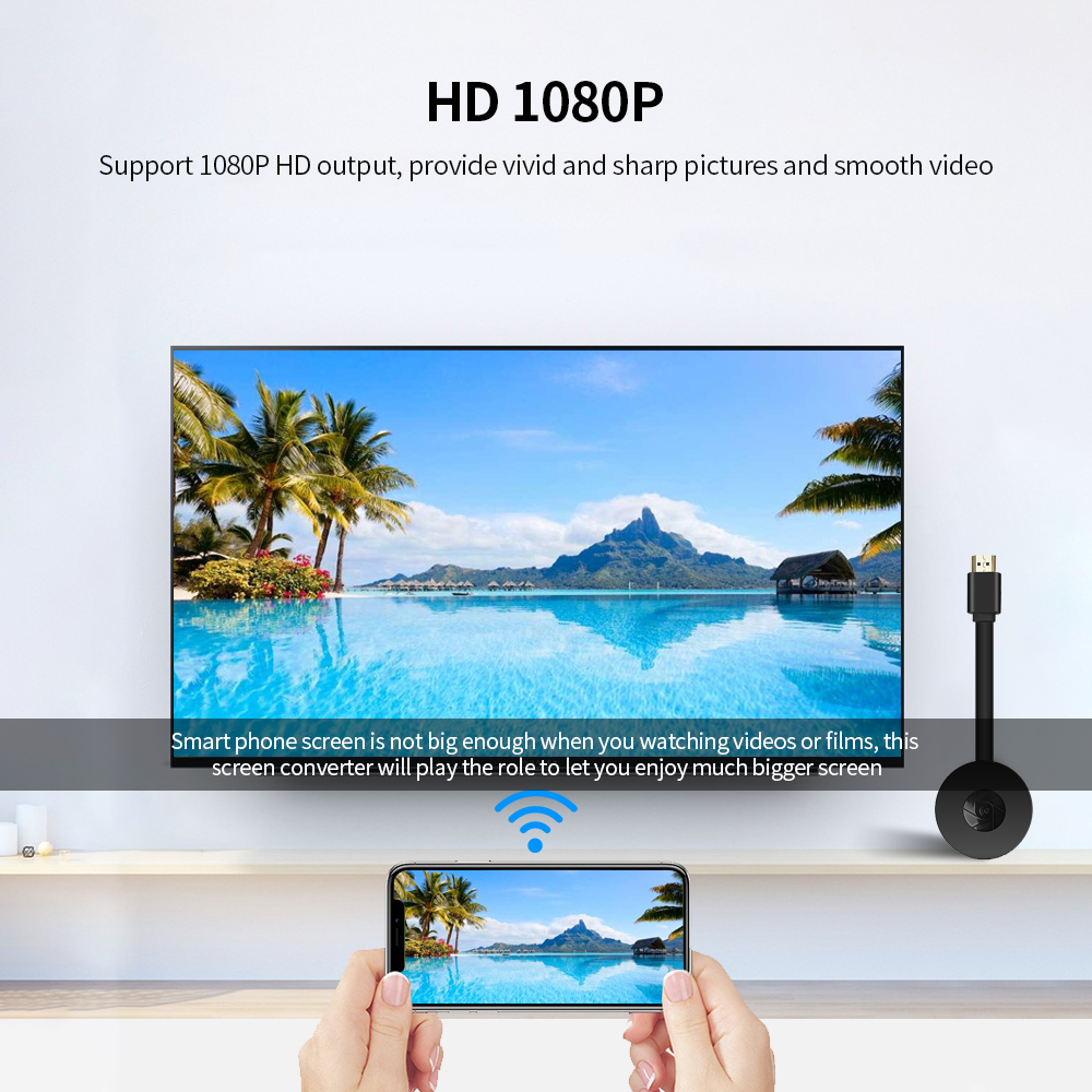 Bộ Chuyển Đổi Màn Hình Wi-Fi Không Dây Dongle HD 1080p Hỗ Trợ AIRplay / MIRacast / DLNA Cho Điện Thoại Di Động