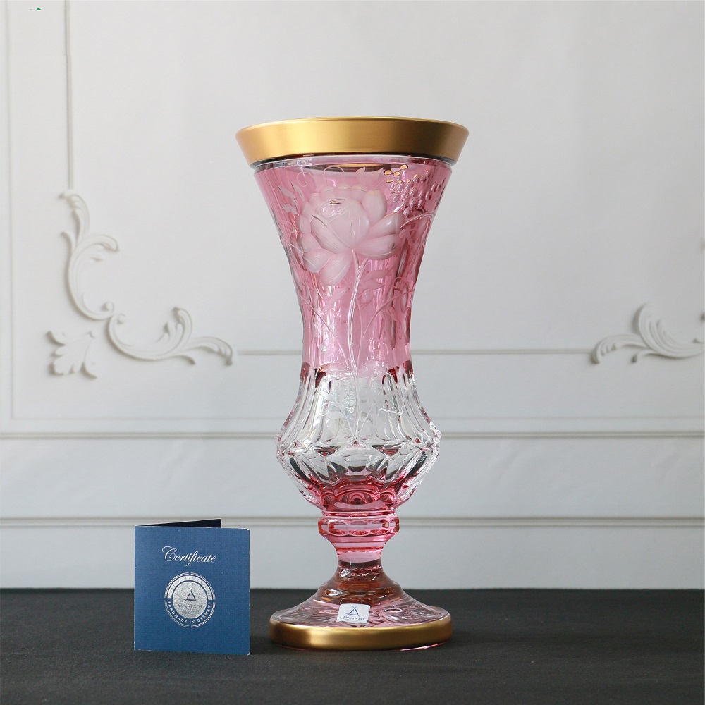 Bình Cắm hoa Primerose Gold Pha lê Màu - Mạ vàng Arnstadt Cao 34cm