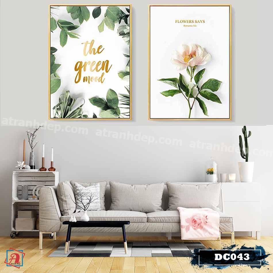 Bộ 2 tranh canvas treo tường Decor Hoa lá phong cách scandinavian – DC043