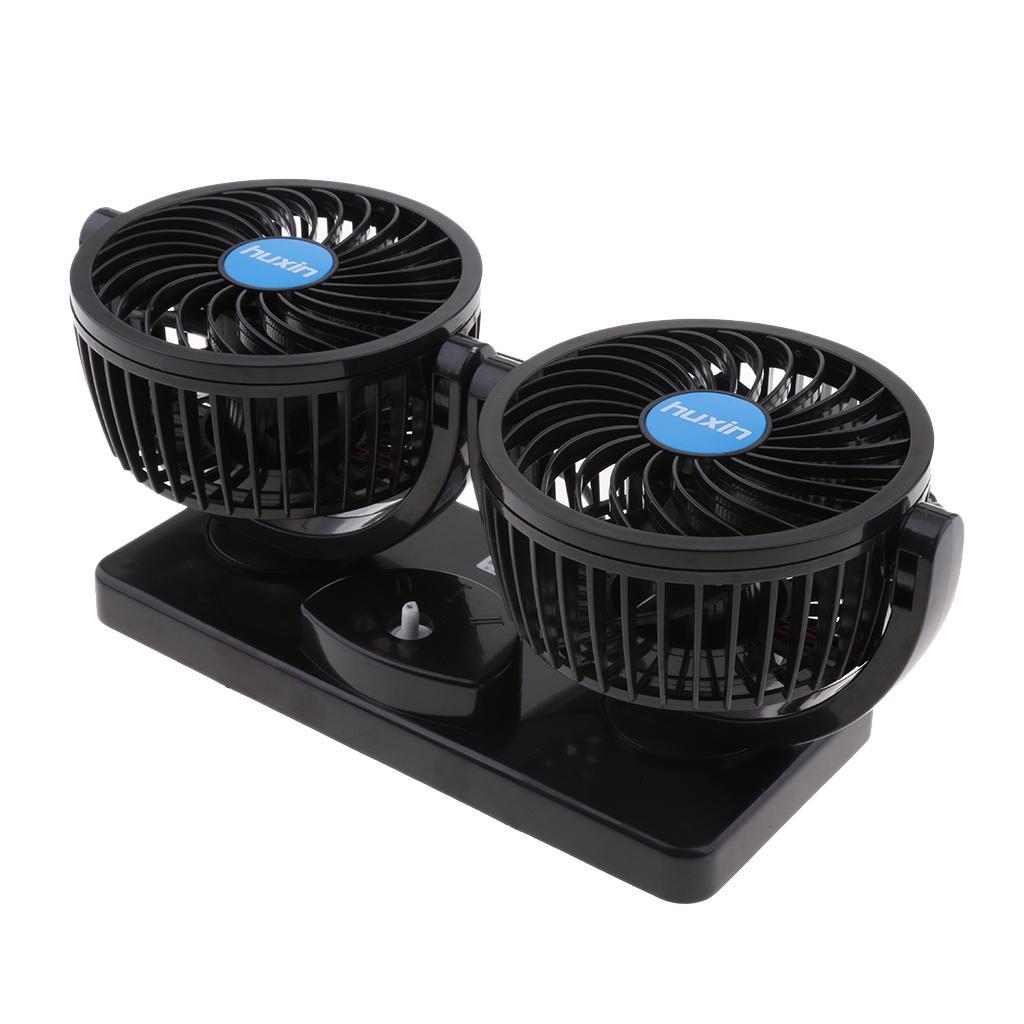 12V 360 Rotating 2 Speed Adjustment Dual Head Car Boat Cooling Air Fan