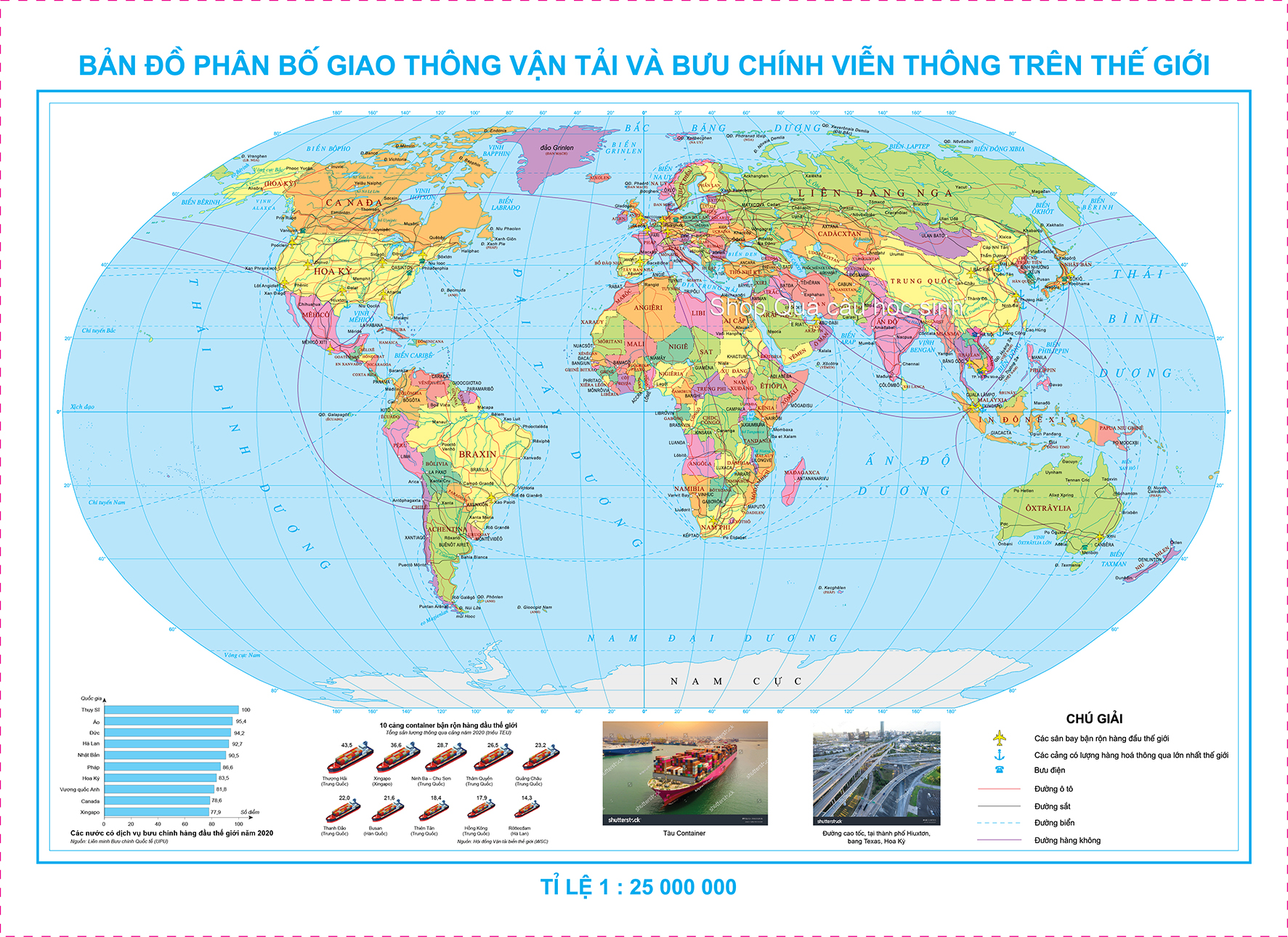 Giao thông Vận tải và Bưu chính viễn thông trên thế giới khổ A0 (84x120cm)