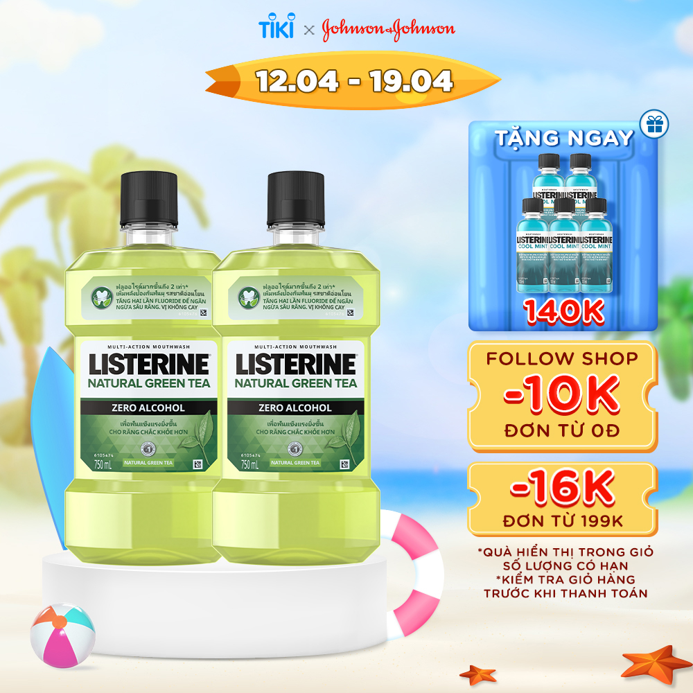 Bộ 2 Chai Nước Súc Miệng Listerine Trà Xanh 750mlx2