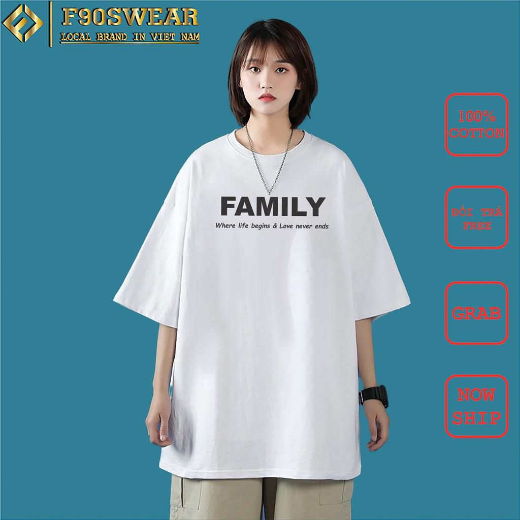 Áo Thun Nam Nữ Unisex, Áo Phông Tay Lỡ Form Rộng In Hình Family Ngộ Nghĩnh Chất 100% Cotton Mát Mềm Mịn