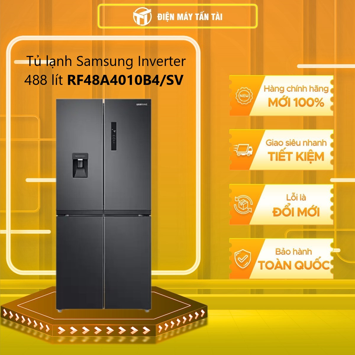 Tủ lạnh Samsung Multidoor Inverter 488 lít RF48A4010B4/SV MỚI 2021 - HÀNG CHÍNH HÃNG - CHỈ GIAO HCM