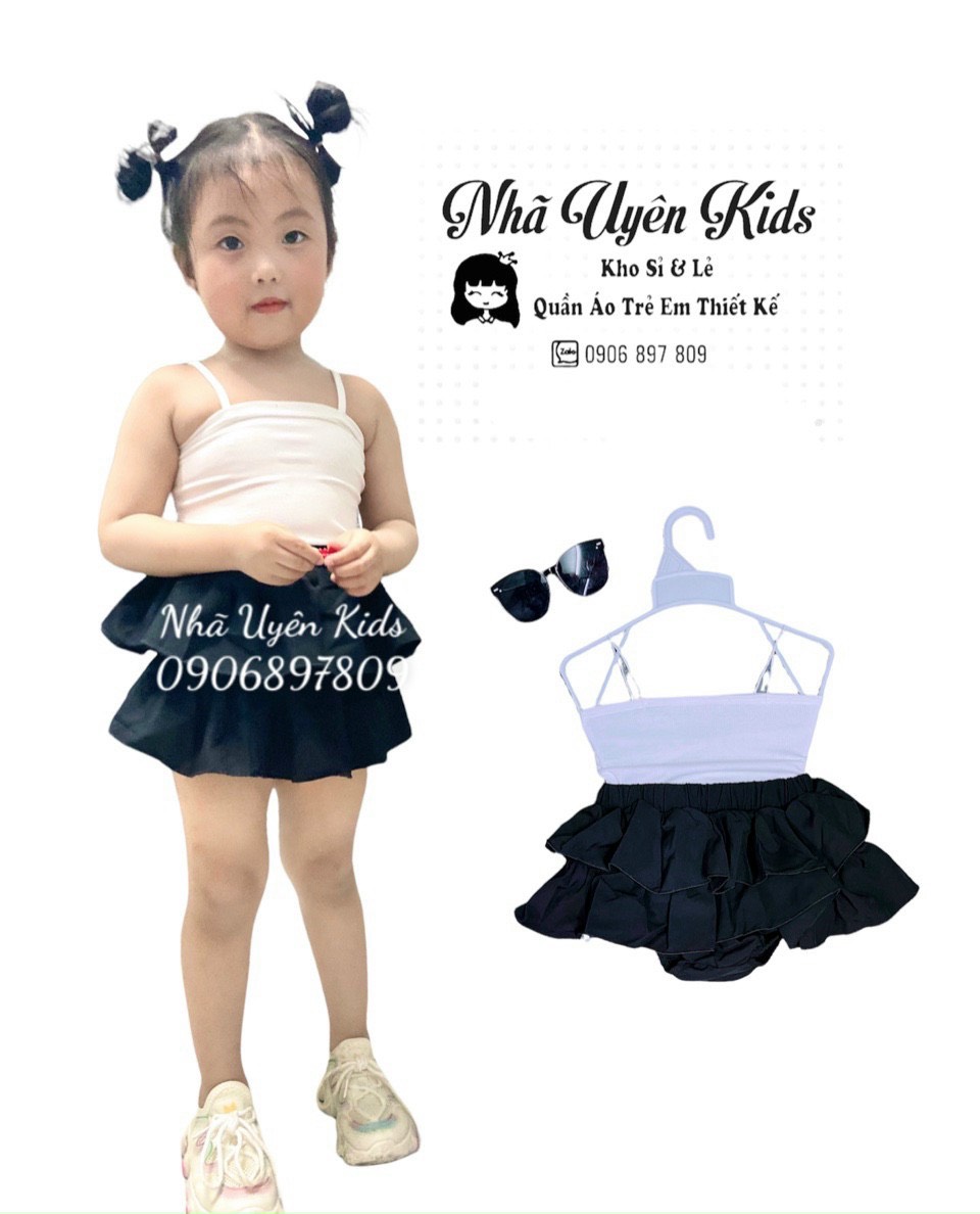Váy Bèo Bé Gái Phối Áo Hai Dây Dễ Thương Hàng Thiết Kế Nhã Uyên Kids