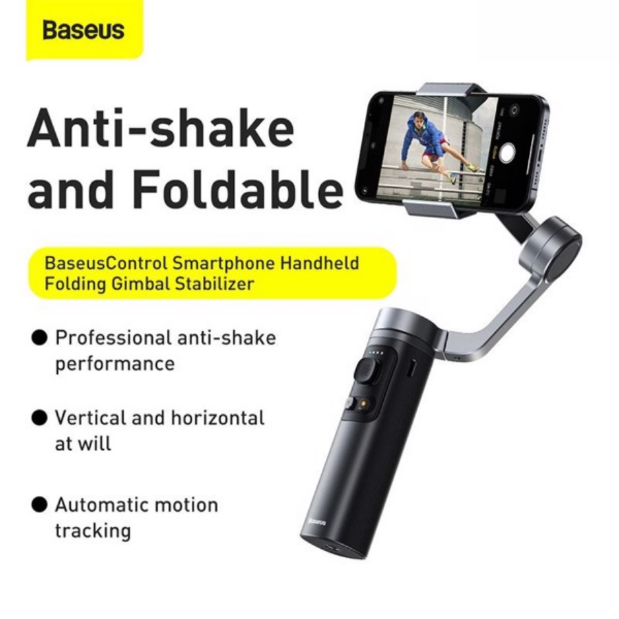 [Hàng Chính Hãng] Tay cầm chống rung xếp gọn Baseus Control Smartphone Handheld Folding Gimbal Stabilizer (330g, 4500mAh, Bluetooth 4.0, Type C) LVN004-DG