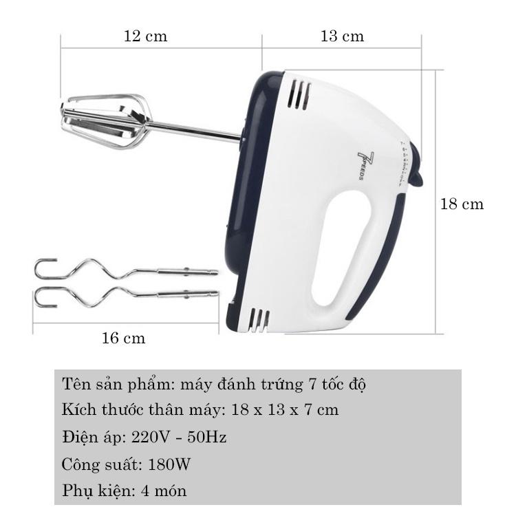 Máy Đánh Trứng Đánh Kem Cầm Tay 7 Tốc Độ Công Suất 180W