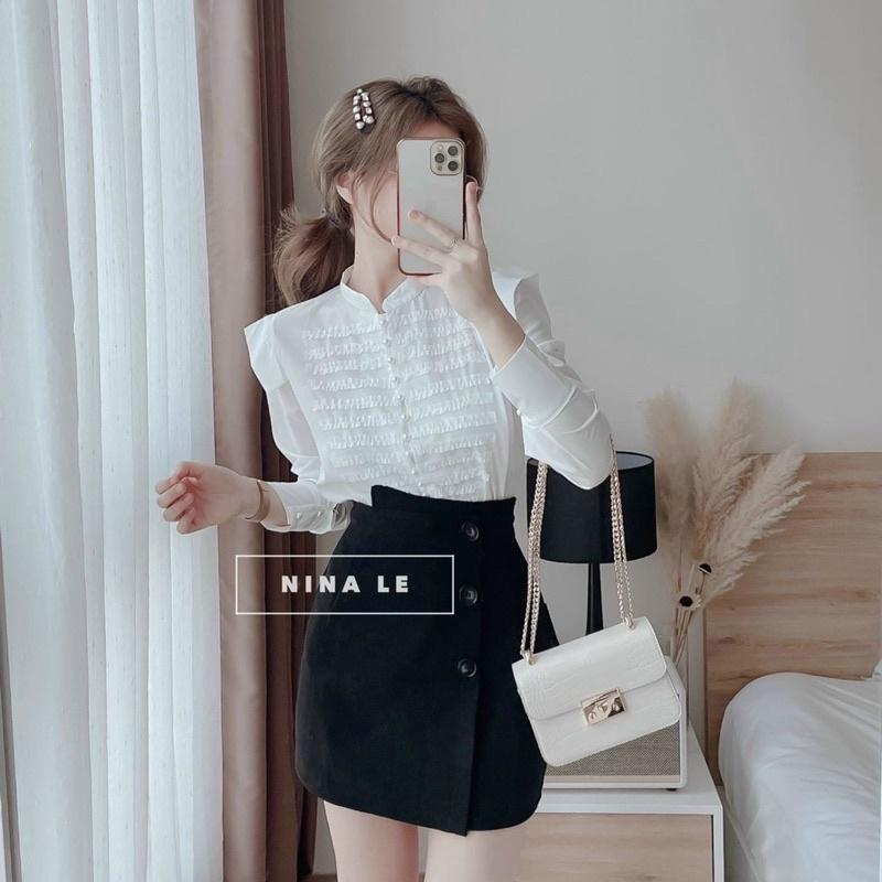 ️Áo sơ mi trắng xếp ly nhăn thiết kế cho nữ️Elisa fashion