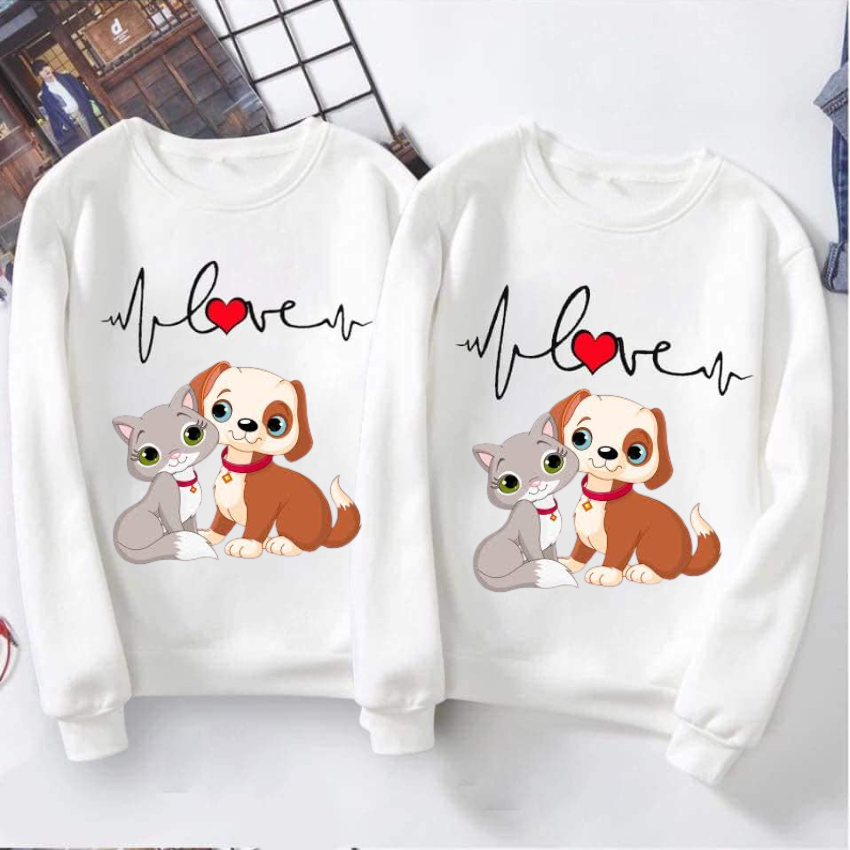 Áo Đôi Sweater Đẹp Nam Nữ MM06, Áo Đôi Với Người Yêu In Chữ Nhịp Tim