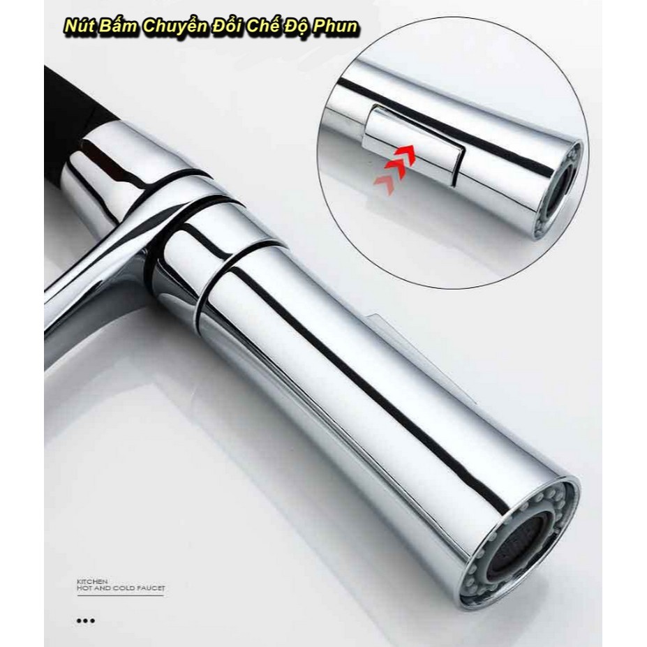Bộ Vòi Rửa Chén Nóng Lạnh Đầu Vòi Dây Rút Linh Động Sink Faucet