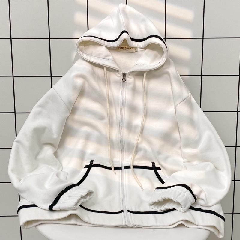Áo Khoác Hoodie Zip Line Nổi Nỉ Lót Bông Dày Dặn Unisex