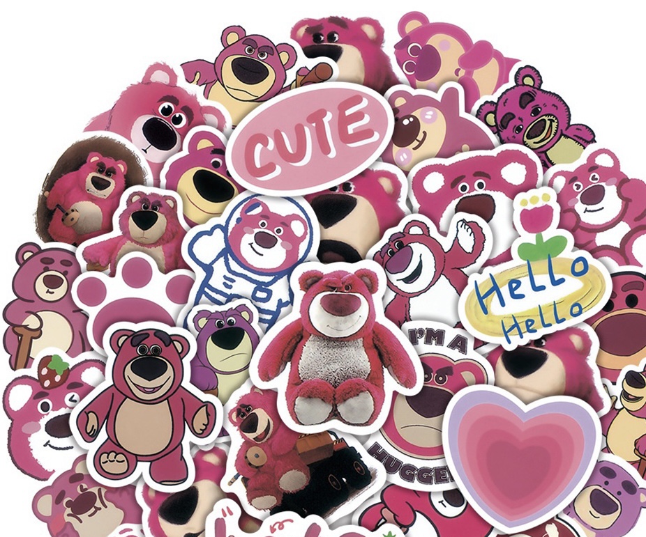 Sticker gấu dâu Lotso 30-60 hình khác nhau/ hình dán Lotso gấu dâu