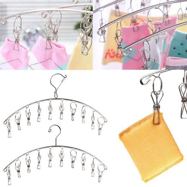 Móc Treo Quần Áo, Móc Phơi Đồ Trẻ Em Inox Kẹp Chống Rơi, Móc Treo Tất, Vớ, Đồ Lót Nhiều Kiểu Dáng