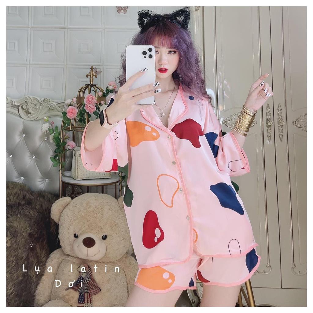 Đồ bộ mặc nhà đùi Pijama chất lụa latin loại 1 mềm mịn mát - Freesize dưới 60 kg