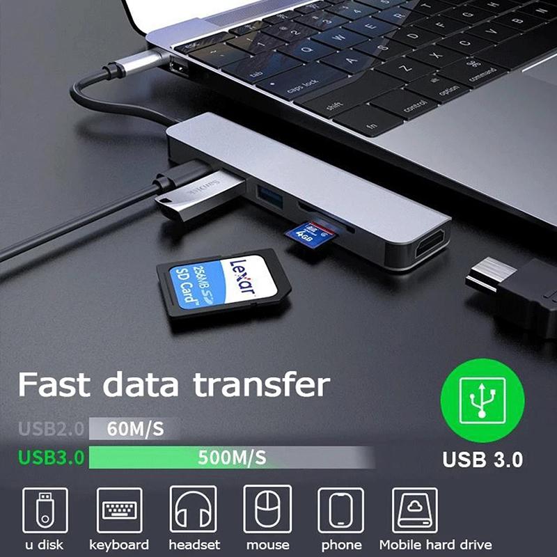 (8 in 1) HUB Type C, USB 3.0 PD100W HDMI Tốc Độ Cao Cổng Chia USB Mở Rộng Kết Nối Chuyển Đổi Cho Laptop Táo Laptop PC