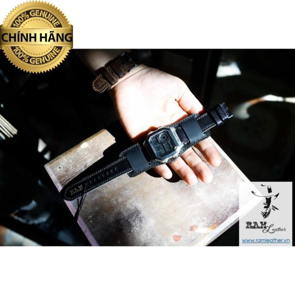 COMBO DÂY ĐỒNG HỒ DA BÒ THẬT ĐEN TUYỀN + BUNDSTRAP KIỂU ĐỨC B2 - ĐỦ SIZE .