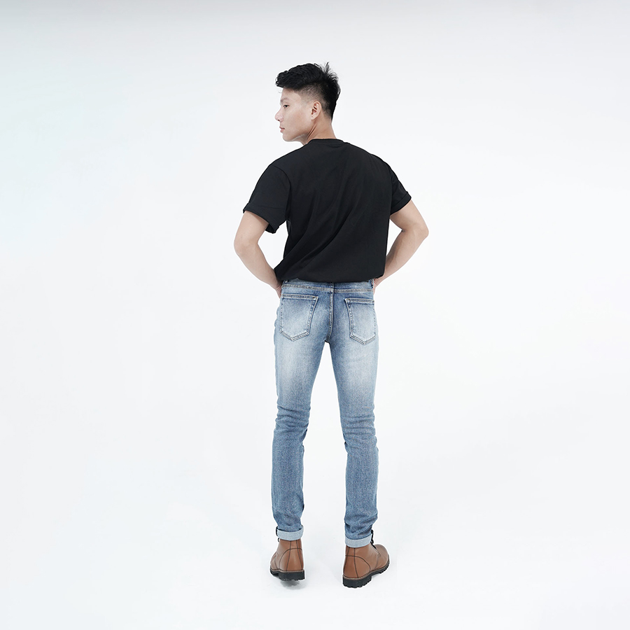 Quần Jeans Nam Cao Cấp HUNETR X-RAYS Form Slimfit Thun Màu Xanh Căn Bản D34