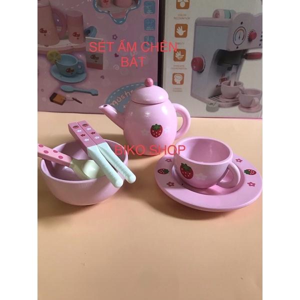 Sét ấm bát 6ct bằng gỗ cho bé