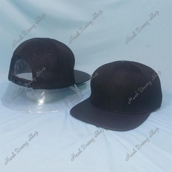 Nón hiphop nón Snapback trơn không logo không thêu vải cotton lưới - Đen Lưới Sọc