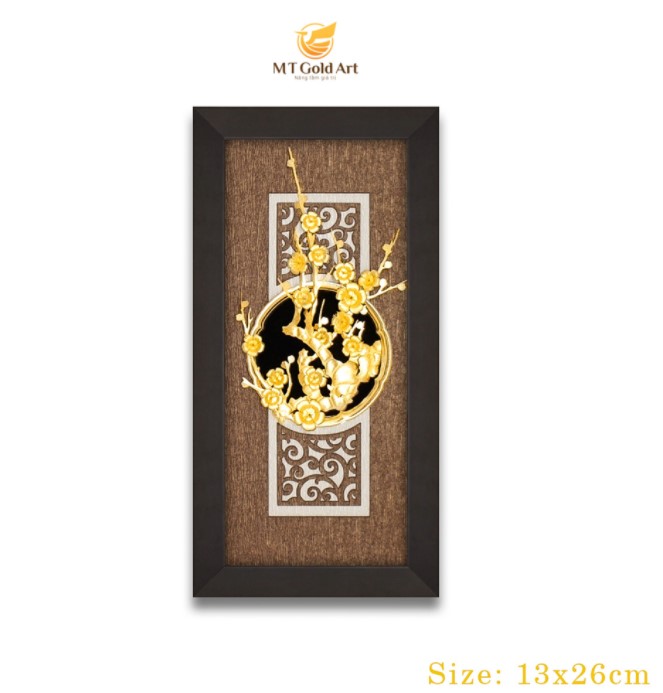Hình ảnh Tranh hoa mai dát vàng (13x26cm) MT Gold Art- Hàng chính hãng, trang trí nhà cửa, phòng làm việc, quà tết ý nghĩa, tặng sếp, đối tác, khách hàng, tân gia, khai trương 
