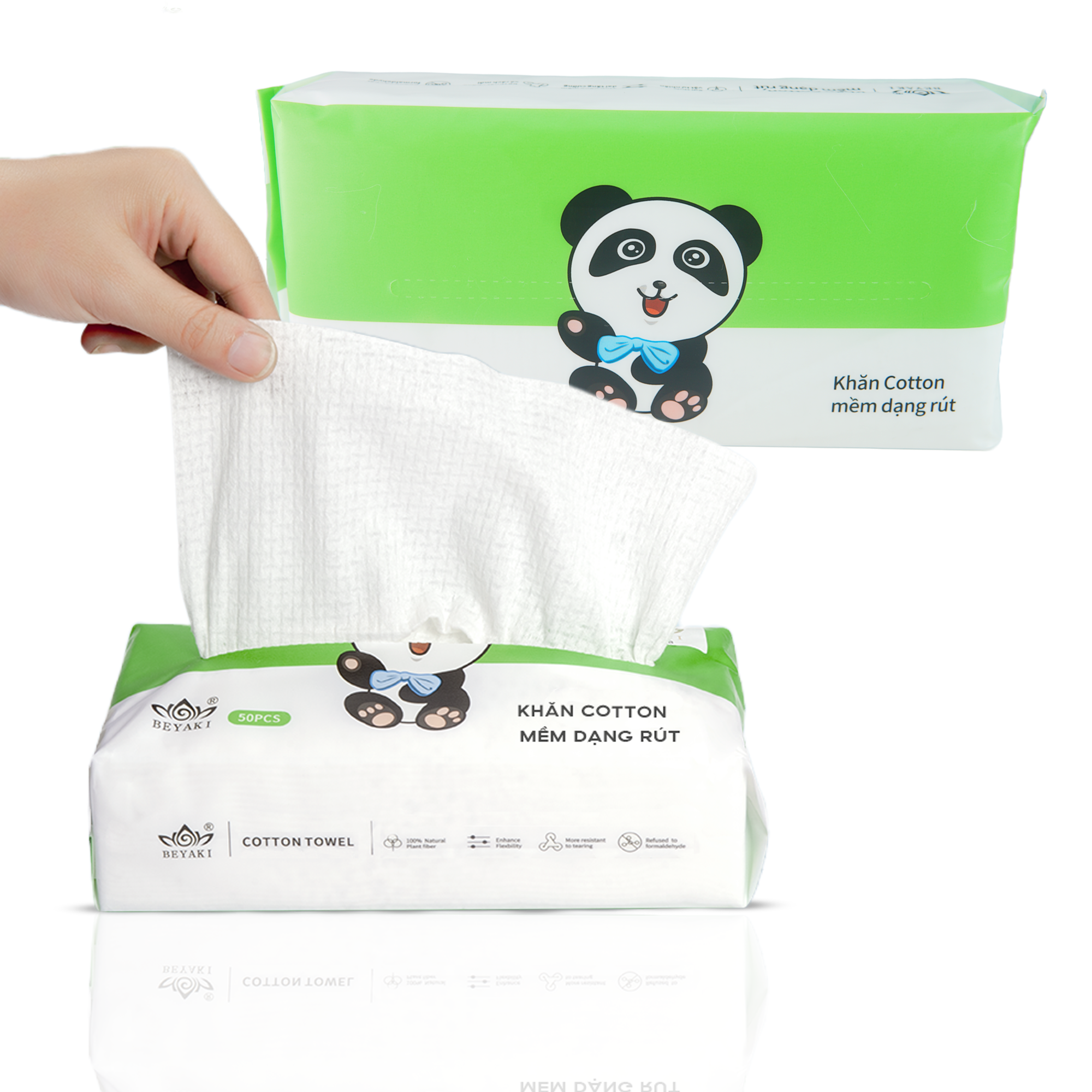 Khăn Vải Cotton Beyaki Chăm Sóc Da Mẹ Và Bé - Hộp Rút 50 tờ 20x20 cm