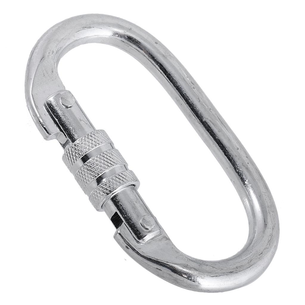 Heavy Duty Carbon Steel 25KN Screw Lock Carabiner + 35KN Figure 8 Belay Descender Device Outdoor Rock Climbing Rappelling Rescue